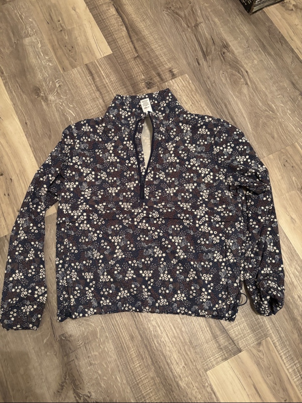 Women's Navy Floral Quarter-Zip Pullover Sweatshirt